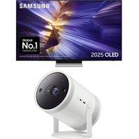 77" Samsung S90F OLED 4K Vision AI Smart TV 2025 & The Freestyle Smart Full HD TV Projector Bundle, Black