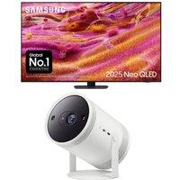 65" Samsung QN90F Neo QLED 4K Mini LED Vision AI Smart TV 2025 & The Freestyle Smart Full HD TV Projector Bundle, Black
