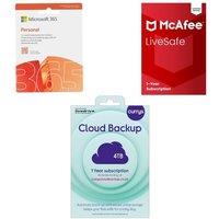 Microsoft 365 Personal (Automatic renewal, 1 user), Cloud Backup (4 TB) & LiveSafe with new Scam Detector Bundle - 1 Year