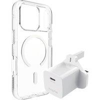 ZAGG Crystal Palace Snap iPhone 17 Pro Clear Case & Mophie 30 W USB Type-C Wall Charger Bundle, Clear,White