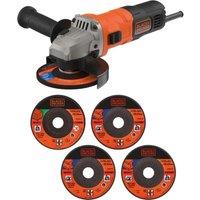 BLACK DECKER BEG010A5-GB 710 W 115 mm Small Angle Grinder & Discs - Orange & Black