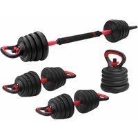 FITPADDY 3-in-1 Barbell Weight Set - Red & Black, Black,Red