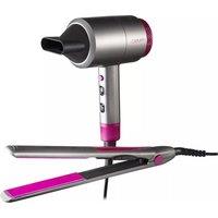 Carmen Neon C81181 Hair Dryer & Straightener Set - Pink, Pink,Silver/Grey