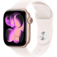 APPLE Watch Series 11 Cellular - 42 mm Rose Gold Aluminium Case with Light Blush Sport Band, S/M, Gold,White,Pink