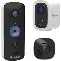 TOUCAN V3S4DX-ML 1296p WiFi Video Doorbell with Chime & Wireless Security Camera S4, White,Black