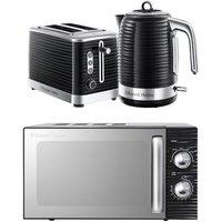 Russell Hobbs Inspire Solo Microwave, Jug Kettle & 2-Slice Toaster Bundle - Black, Black
