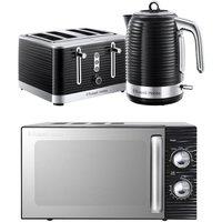 RUSSELL HOBBS Inspire Solo Microwave, Jug Kettle & 4-Slice Toaster Bundle - Black, Black