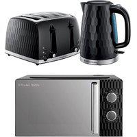 RUSSELL HOBBS Honeycomb Solo Microwave, Jug Kettle & 4-Slice Toaster Bundle - Black, Black