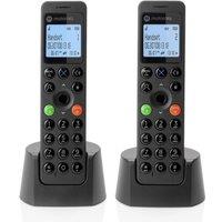 MOTOROLA DOT212 Cordless Phone - Twin Handsets, Black, Black