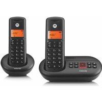 MOTOROLA E212 Cordless Phone - Twin Handsets, Black, Black