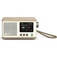 PURE Classic Mini Portable DAB Bluetooth Radio - Oak & Cotton White, White,Cream