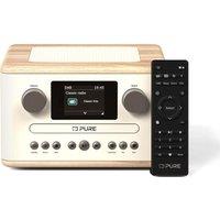PURE Classic C-D4 DAB Bluetooth Radio - Cotton White & Oak, Brown,White