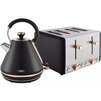 TOWER Cavaletto 4-Slice Toaster and Kettle Bundle - Black, Black