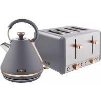 TOWER Cavaletto 4-Slice Toaster and Kettle Bundle - Grey, Silver/Grey