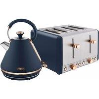 TOWER Cavaletto 4-Slice Toaster and Kettle Bundle - Midnight Blue, Blue