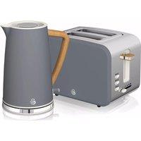 SWAN Nordic 2-Slice Toaster & Cordless Jug Kettle Bundle - Grey, Silver/Grey