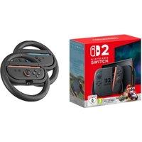 Nintendo Switch 2, Mario Kart World & Goji Joy-Con Racing Wheels Bundle, Black