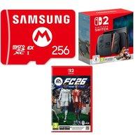 NINTENDO Switch 2, Mario Kart World, EA Sports FC 26 & Samsung microSD Express Memory Card (256 GB) Bundle, Black
