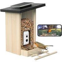 BIRDFY Ebony Lite Smart Bird Feeder with Camera and Solar Panel, Brown