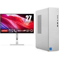 Lenovo IdeaCentre Desktop PC (Intel Core i5 512 GB SSD, Grey) & L27h-4A Quad HD 27 IPS WLED Monitor Bundle, Silver/Grey