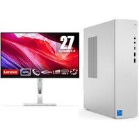 Lenovo IdeaCentre Desktop PC & L27h-4A Quad HD 27 IPS WLED Monitor Bundle, Silver/Grey
