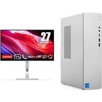 Lenovo IdeaCentre Desktop PC (Intel Core i7, 1 TB SSD) & L27h-4A Quad HD 27 IPS WLED Monitor Bundle, Silver/Grey