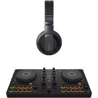 PIONEER DJ DDJ-FLX2 Smart Controller (Black) & HDJ-CUE1 Headphones (Dark Grey) Bundle, Silver/Grey,Black