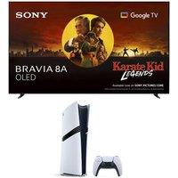 77 Sony BRAVIA 8A OLED 4K HDR AI Smart TV - K77XR8AB & PlayStation 5 Pro Bundle, Silver/Grey