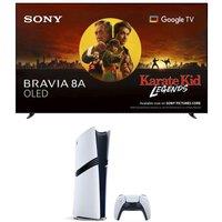 55 Sony BRAVIA 8A OLED 4K HDR AI Smart TV - K55XR8AB & PlayStation 5 Pro Bundle, Silver/Grey