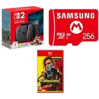 NINTENDO Switch 2 and Mario Kart World, Cyberpunk 2077 Ultimate & microSD Express Memory Card (256 GB) Bundle, Black