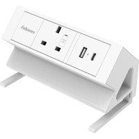 FELLOWES Power Desk Extension Lead with USB  2 m, White