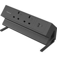 FELLOWES Power Desk 2 Extension Lead with USB  2 m, Black