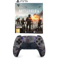 Playstation PS5 DualSense Wireless Controller (Camo Grey) & Battlefield 6 (PS5) Bundle