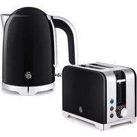 SWAN Solace 2-Slice Toaster & Cordless Jug Kettle Bundle - Black, Black