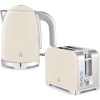 SWAN Solace 2-Slice Toaster & Cordless Jug Kettle Bundle - Cream, Cream
