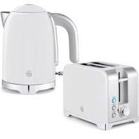 SWAN Solace 2-Slice Toaster & Cordless Jug Kettle Bundle - White, White