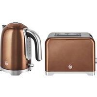 SWAN Solace 2-Slice Toaster & Cordless Jug Kettle Bundle - Copper, Brown