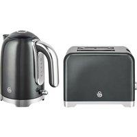 SWAN Solace 2-Slice Toaster & Cordless Jug Kettle Bundle - Graphite, Black