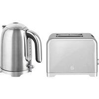 SWAN Solace 2-Slice Toaster & Cordless Jug Kettle Bundle - Silver, Silver/Grey
