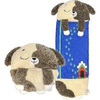 HAPPY NAPPERS Brown Cuddly Dog 2-in-1 Plush Toy & Sleeping Bag - Medium