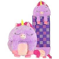 HAPPY NAPPERS Purple Unicorn 2-in-1 Plush Toy & Sleeping Bag - Medium