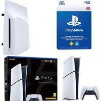 Sony PlayStation 5 Digital Edition, Disc Drive & £50 Gift Card Bundle, White