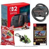 NINTENDO Switch 2, Mario Kart World, Harry Potter: Quidditch Champions Deluxe Edition, Goji Joy-Con Racing Wheels & Paladone Backpack Buddies Bundle, Black