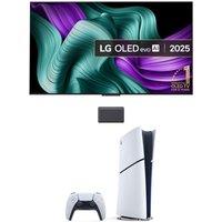 65 Lg C5 OLED evo AI 4K HDR Smart TV 2025 (OLED65C54LA) & PlayStation 5 Digital Edition Bundle, Black,Silver/Grey