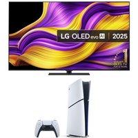 65 Lg G5 OLED evo AI 4K HDR Smart TV 2025 (OLED65G56LS) & PlayStation 5 Digital Edition Bundle, Silver/Grey