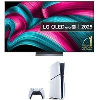 77" Lg C5 OLED evo AI 4K HDR Smart TV (OLED77C54LA) & PlayStation 5 Bundle, Black,Silver/Grey