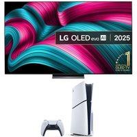 80"-84" Lg C5 83" OLED evo AI 4K HDR Smart TV 2025 (OLED83C54LA) & PlayStation 5 Bundle, Silver/Grey