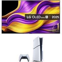 77" Lg G5 OLED evo AI 4K HDR Smart TV 2025 OLED77G54LW & PlayStation 5 Bundle, Silver/Grey