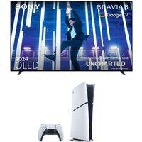 77 Sony K77XR80PU BRAVIA 8 OLED 4K HDR AI Smart TV & PlayStation 5 Digital Edition Bundle, Silver/Grey