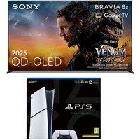 65 SONY BRAVIA 8 II QD-OLED 4K HDR AI Smart TV & PlayStation 5 Digital Edition Bundle, Black,Silver/Grey